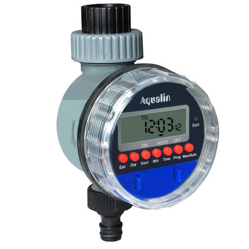 Timer face showing ON and AUTO indicators on a garden tap
