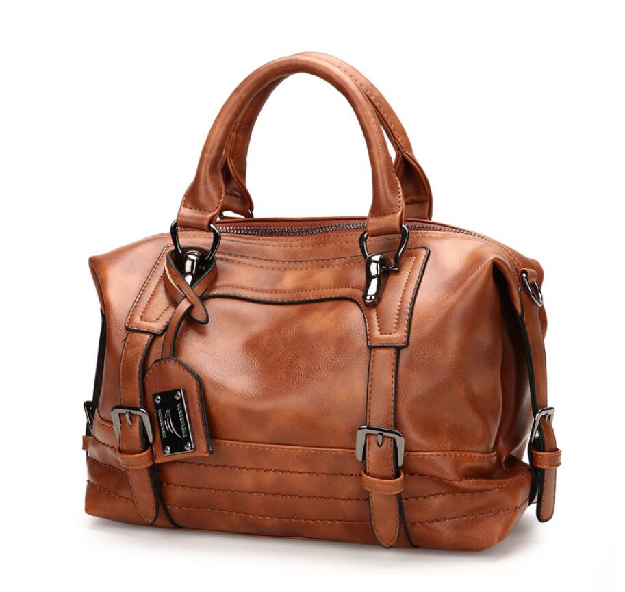 European beauty oil wax leather shoulder diagonal bag handbag ladies bag