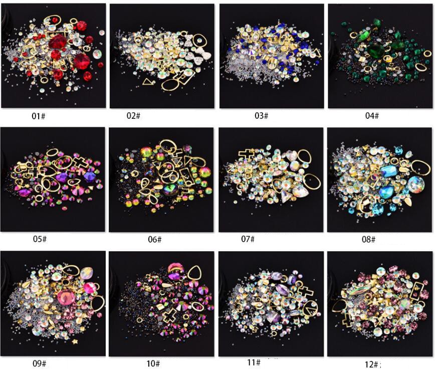 1 box mixed kleurrijke steentjes voor nagels 3d crystal stones voor spring nails art decoraties diy ontwerp manicure diamanten