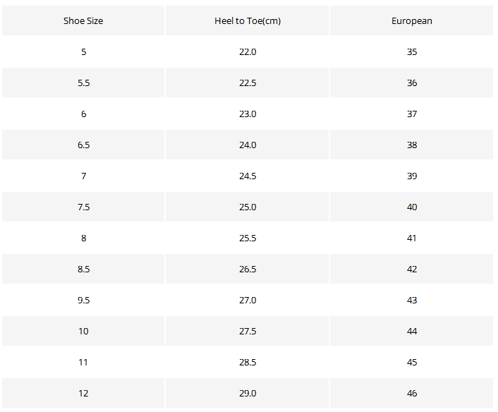 Breathable Lace Up Basketball Sneakers size chart