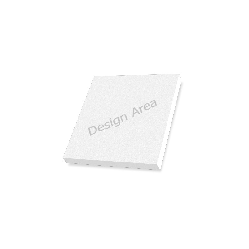4x4 inch white canvas print with Design Area text, artist quality cotton