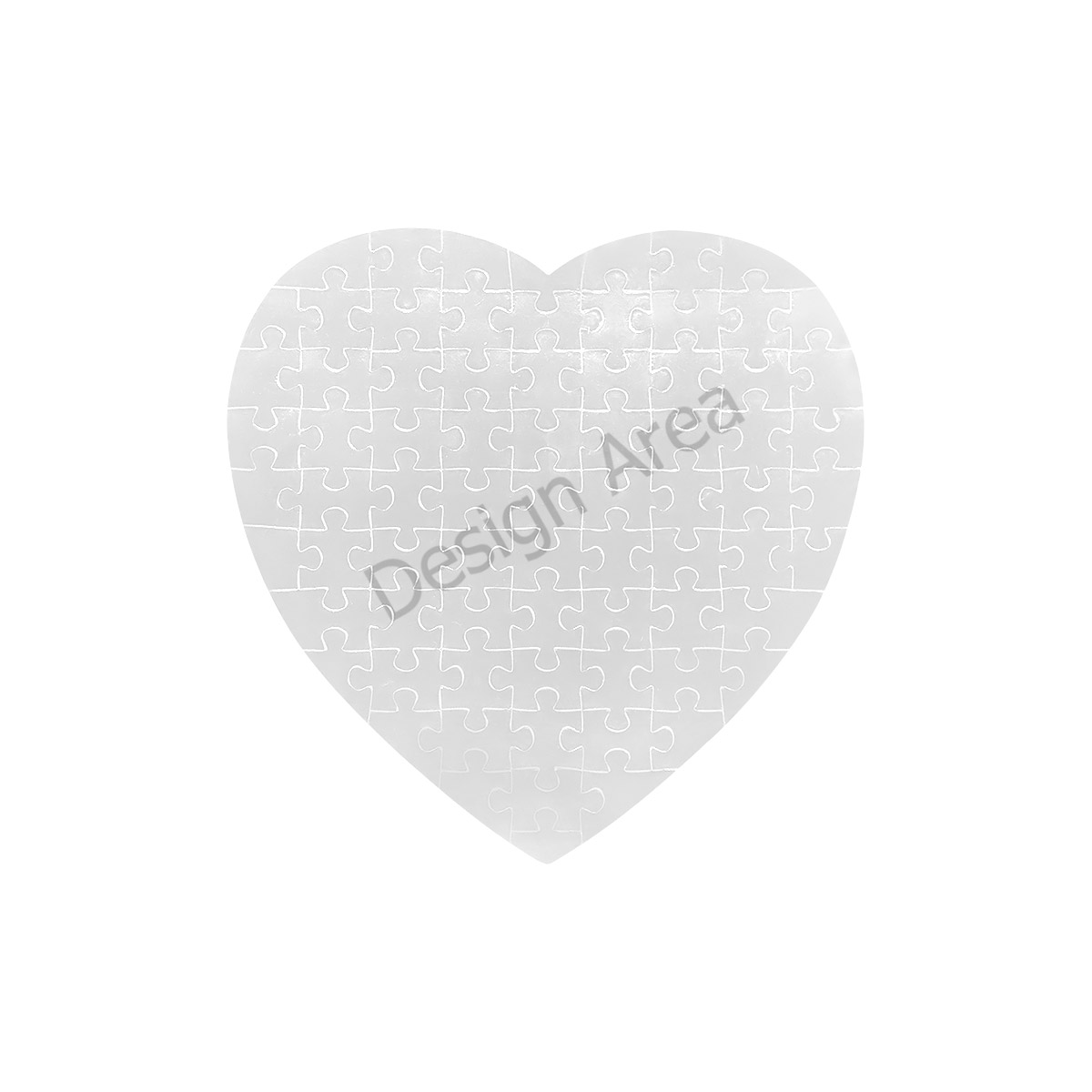 Heart-shaped jigsaw puzzle with Design Area text, perfect gift for family and friends.
