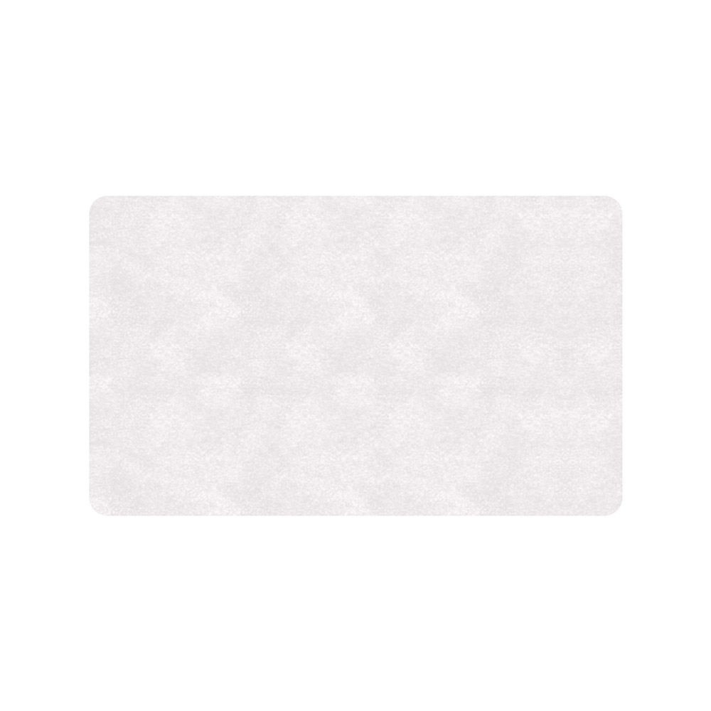 White rubber doormat made in USA, 30x18 inches, non-slip backing for indoor/outdoor use.