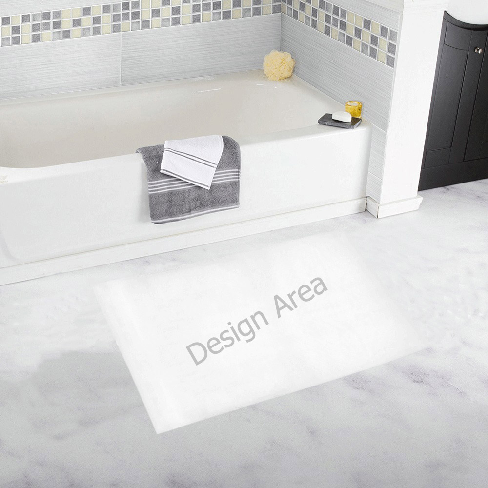 White Bath Rug in a Bathroom, Polyester Bath Mat, Inkedjoy, bathroom decor