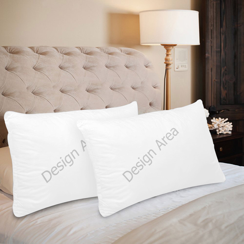 Set of two white custom pillowcases, 20x30 inches, for bedroom decor.