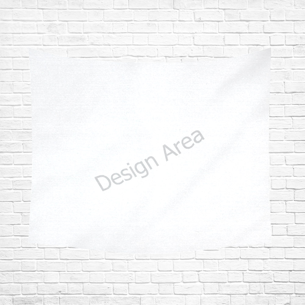 White cotton linen wall tapestry with 'Design Area' text, ready for custom designs. Ideal for dropshipping branding.