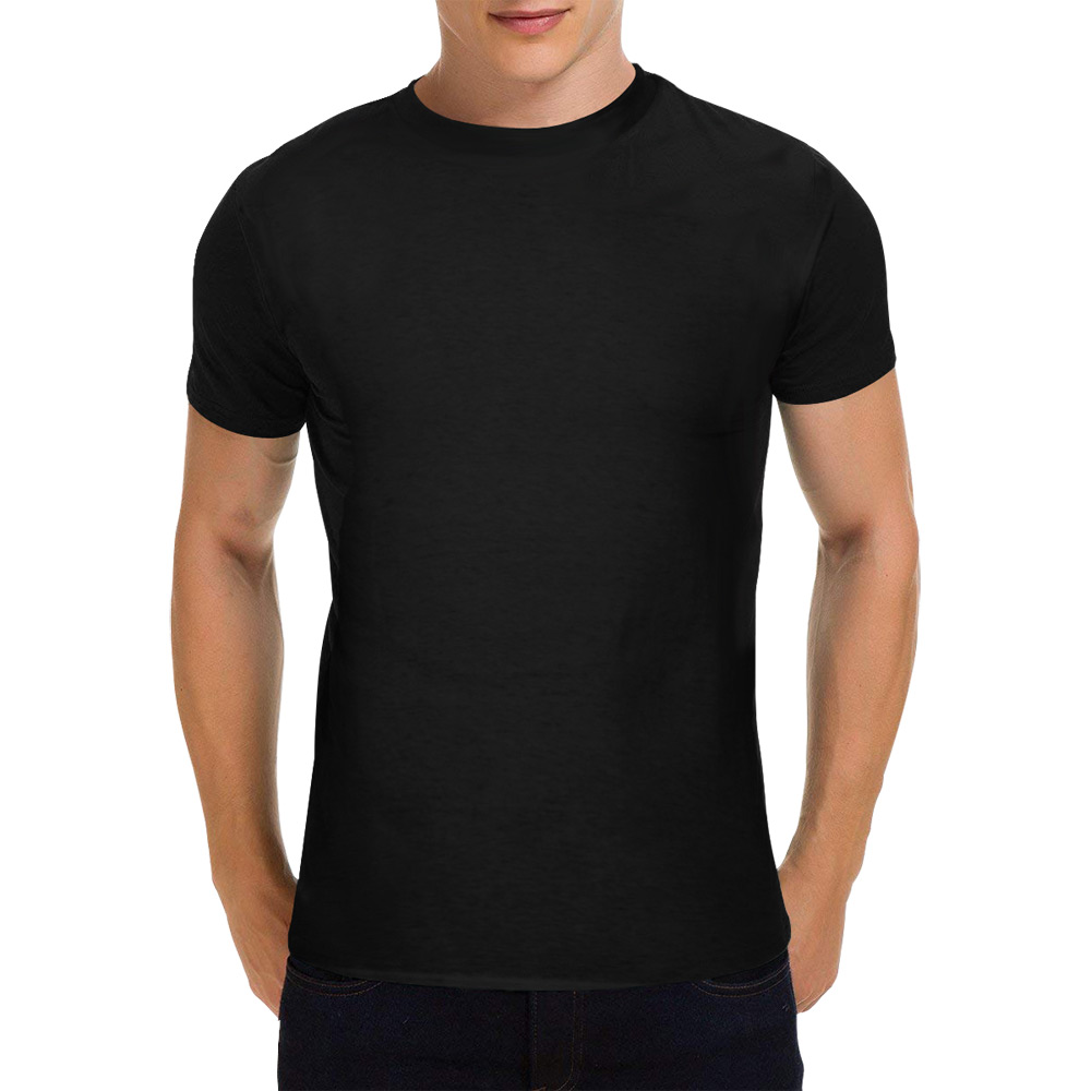 Classic Men's Black T-Shirt Made in USA, perfect for dropshipping, showcasing design area.