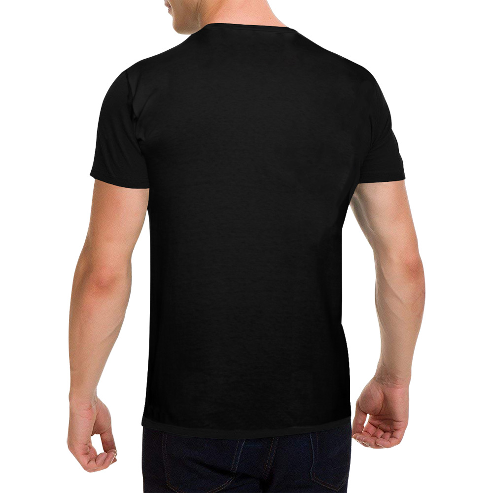 Classic black men's t-shirt made in USA, featuring design area for dropshipping brands