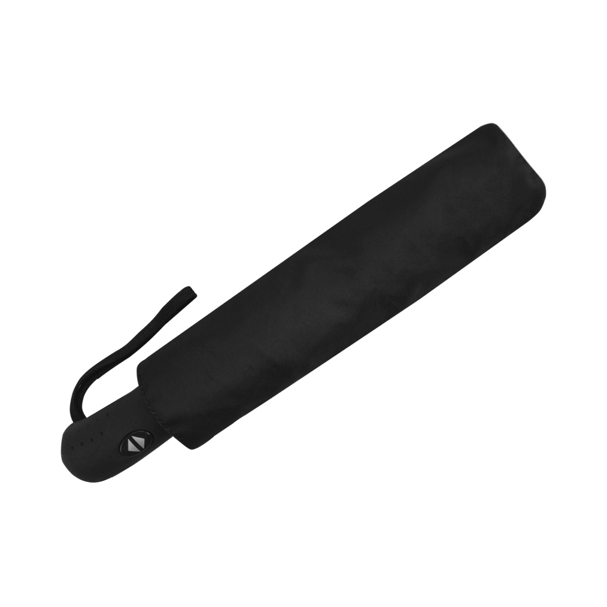 Closed black Anti-UV Auto-Foldable Umbrella, compact and portable design, perfect for branding and promotion.
