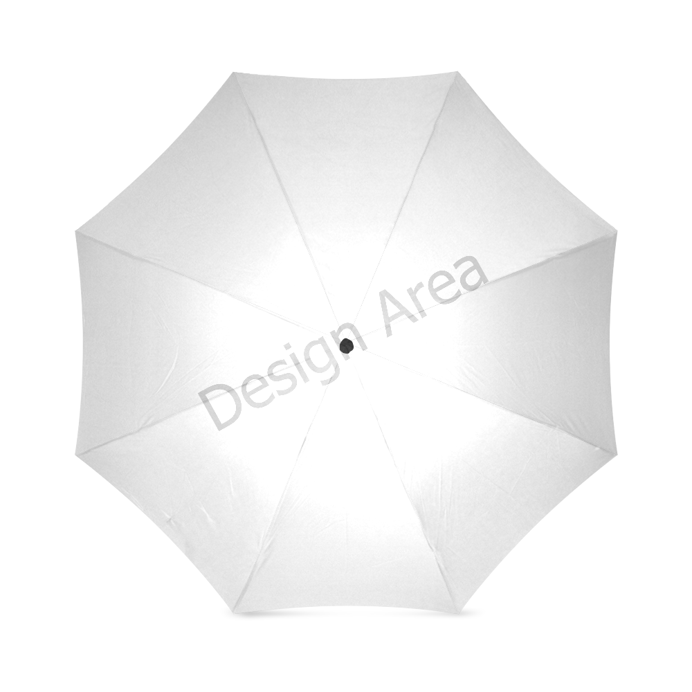 White foldable umbrella with design area for custom branding, waterproof polyester pongee material