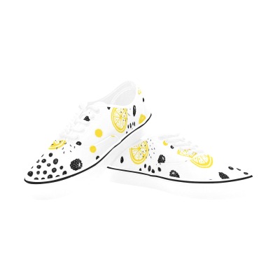 Men's Classic Canvas Low Top Shoes with Lemon Pattern - Model E001-4