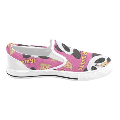 Pink Slip-on Canvas Kid's Shoes (Model 019) with Cow pattern and white sole, stylish and personalized design for kids.