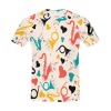 Men's All Over Print T-shirt with colorful saxophone pattern, 100% polyester, USA size.
