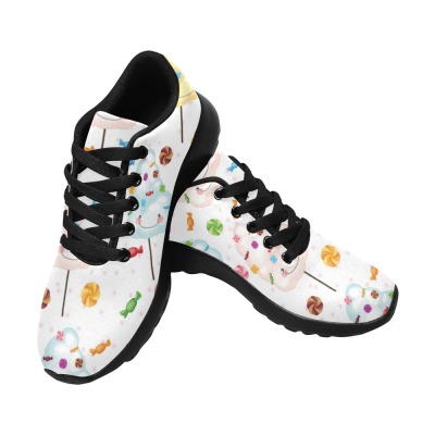 Women's sneakers with a colorful pattern, black sole. Stylish and comfortable design for everyday wear.