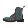 Men's black lace-up canvas boots with colorful pineapple pattern