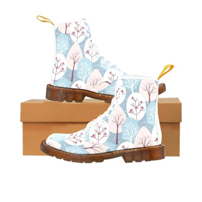 Women's floral canvas boots (Model1203H) on a box, featuring a lace-up design