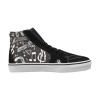 Men's high top canvas shoes with musical notes pattern.