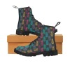 Men's Lace Up Canvas Boots (Model1203H) featuring a colorful pattern, black rubber sole, and rear pull-loop.