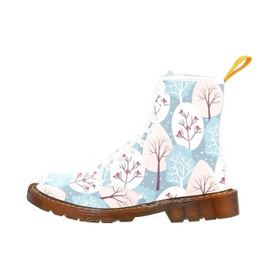 Women's light blue floral canvas boots, lace-up design, Inkedjoy product.