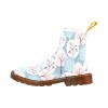 Women's light blue floral canvas boots, lace-up design, Inkedjoy product.