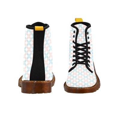 Men's White Canvas Lace Up Boots (Model 1203H) with black laces