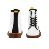Men's White Canvas Lace Up Boots (Model 1203H) with black laces