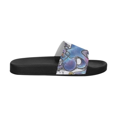 Men's slide sandals with PVC strap and all-over print, perfect for indoor/outdoor use.