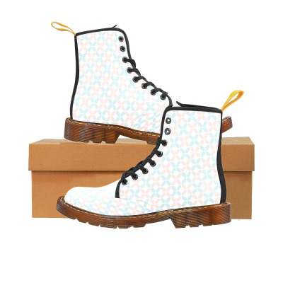 Men's White Canvas Lace Up Boots (Model 1203H) with Black Laces