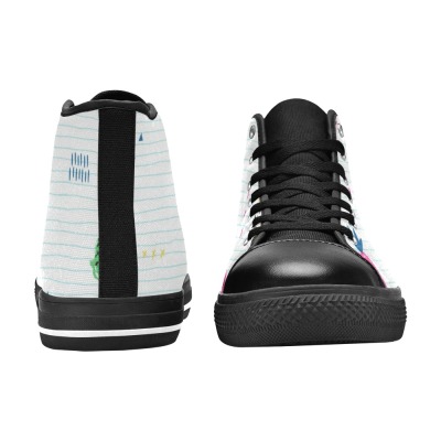 Aquila High Top Canvas Women's Shoes in white and black, high-top design, perfect for women's daily wear