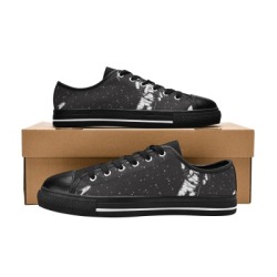 Aquila Canvas Men's Shoes (Model 018) - Black and White Canvas Sneakers