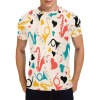 Men's All Over Print T-shirt with colorful saxophone pattern, made of 100% polyester, USA size.