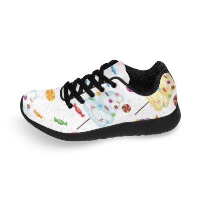 Women's Model 020 Sneakers - White with colorful design, black sole