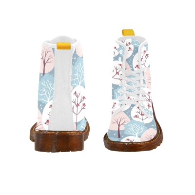 Floral canvas boots for women (Model 1203H) - Lace-up design, light blue with floral pattern.