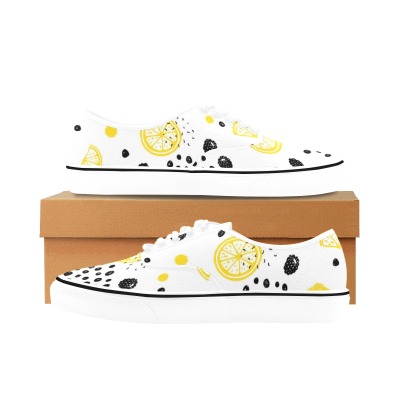 Men's Classic Canvas Low Top Shoe with Lemon Pattern - Model E001-4