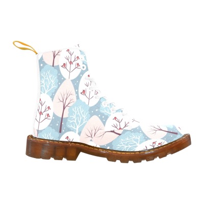 Floral canvas boots for women, light blue with lace-up design, Inkedjoy product.