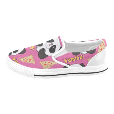 Kids' slip-on canvas shoes (Model 019) with cow pattern and 'Summer' text, pink and white design