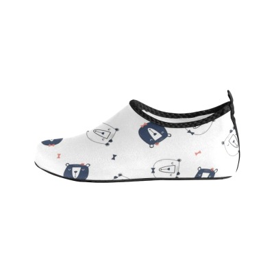 Men's white and blue patterned barefoot aqua shoes, perfect for leisure and water activities, flexible and comfortable