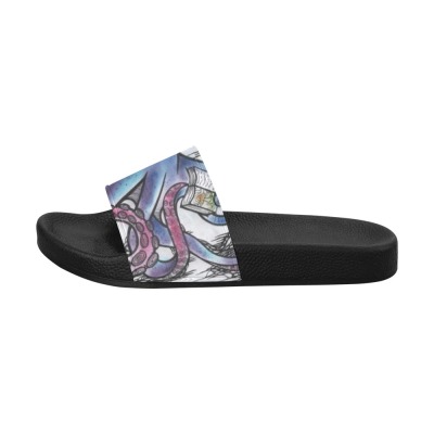 Men's slide sandal with all-over print PVC strap