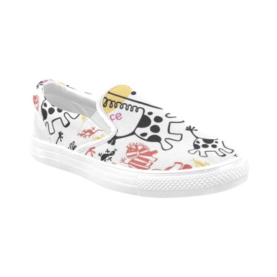Women's Slip-on Canvas Shoes (Model 019) with Colorful Print