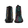 Men's black canvas boots with colorful pattern, lace-up design and pull-loop