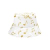 Women's white music note bucket hat, chino cotton twill, summer outdoor fashion