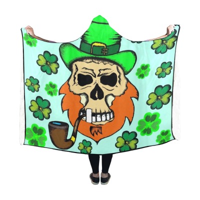 Hooded Blanket with Leprechaun Skull Design | Cozy 60"x50" Blanket