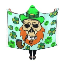 Hooded Blanket with Leprechaun Skull Design | Cozy 60"x50" Blanket
