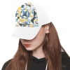 White Snapback Hat G with Geometric Pattern, Suede Front