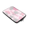 17-inch custom laptop sleeve with gray elephant and pink heart pattern, water-resistant neoprene, double-sided print
