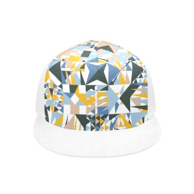 Snapback Hat G with geometric pattern, peach suede front panel, unisex design, custom apparel