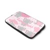Custom 17-inch laptop sleeve with gray elephants and pink hearts pattern, neoprene, Love You text