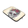 Custom 15-inch laptop sleeve featuring a skull with floral design, water-resistant neoprene