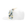 White Snapback Hat G with custom peach suede front panel, geometric pattern, adjustable strap, unisex