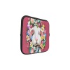 Pink 13 inch laptop sleeve with white bunny and floral design. Water-resistant neoprene.